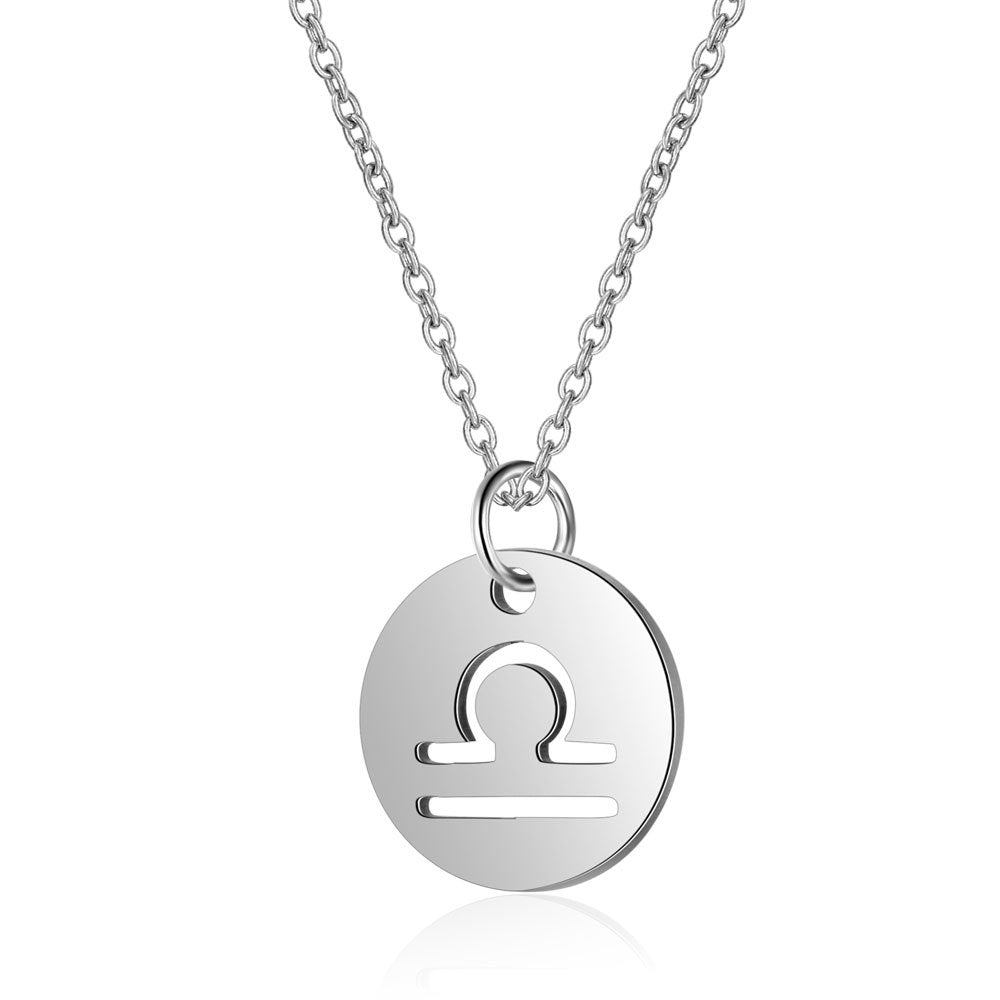 Weixing titanium steel twelve constellation necklace female European and American constellation symbol stainless steel pendant necklace jewelry wholesale