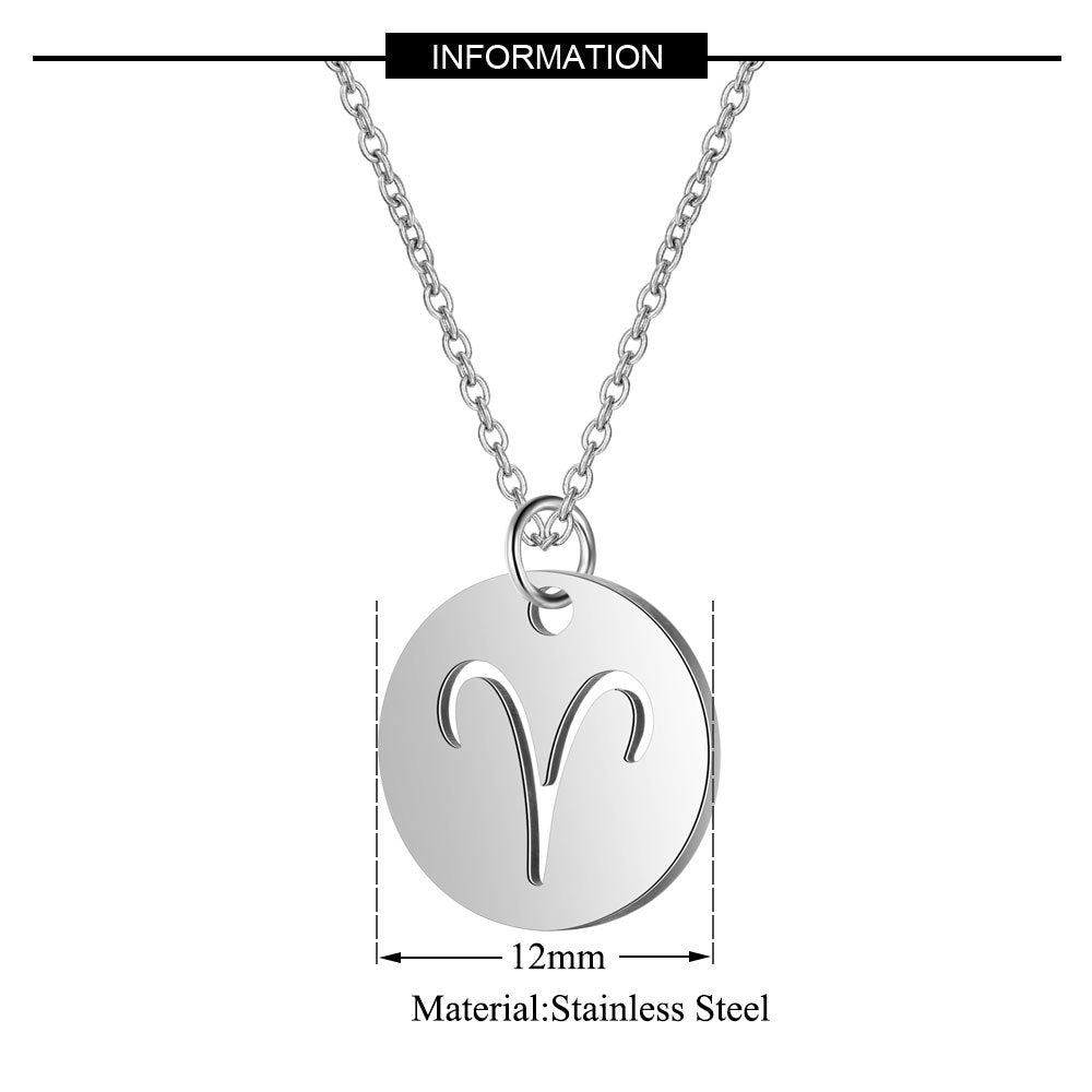 Weixing titanium steel twelve constellation necklace female European and American constellation symbol stainless steel pendant necklace jewelry wholesale