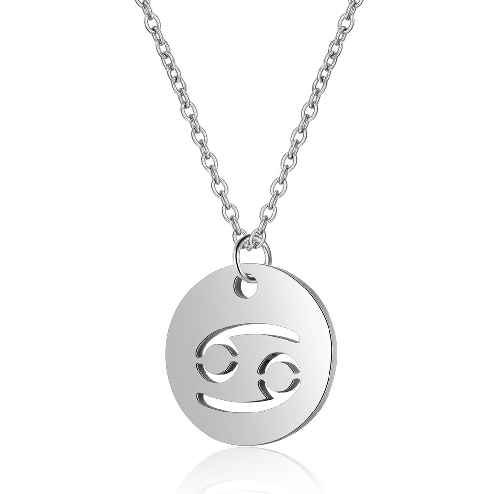 Weixing titanium steel twelve constellation necklace female European and American constellation symbol stainless steel pendant necklace jewelry wholesale