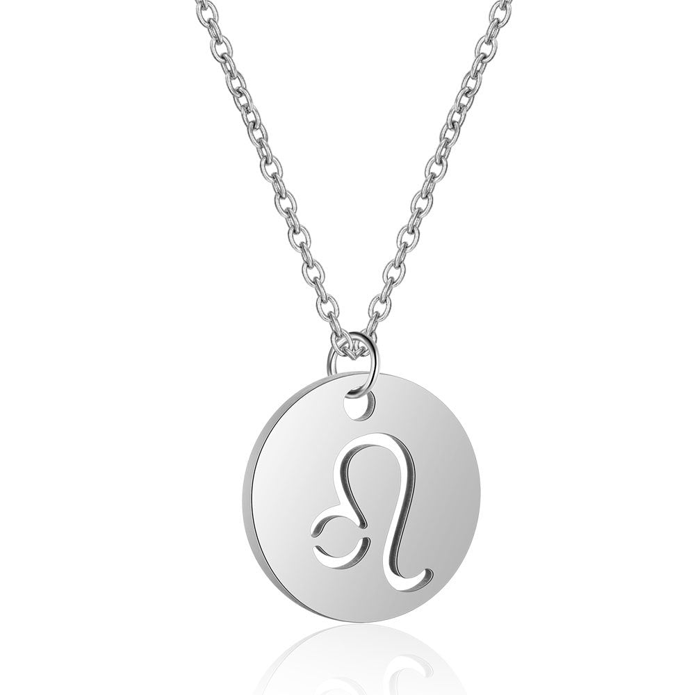 Weixing titanium steel twelve constellation necklace female European and American constellation symbol stainless steel pendant necklace jewelry wholesale