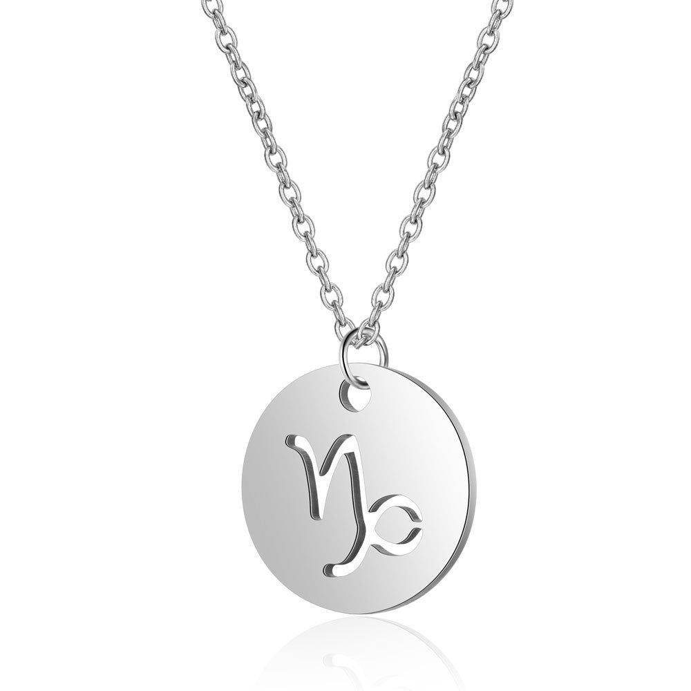 Weixing titanium steel twelve constellation necklace female European and American constellation symbol stainless steel pendant necklace jewelry wholesale