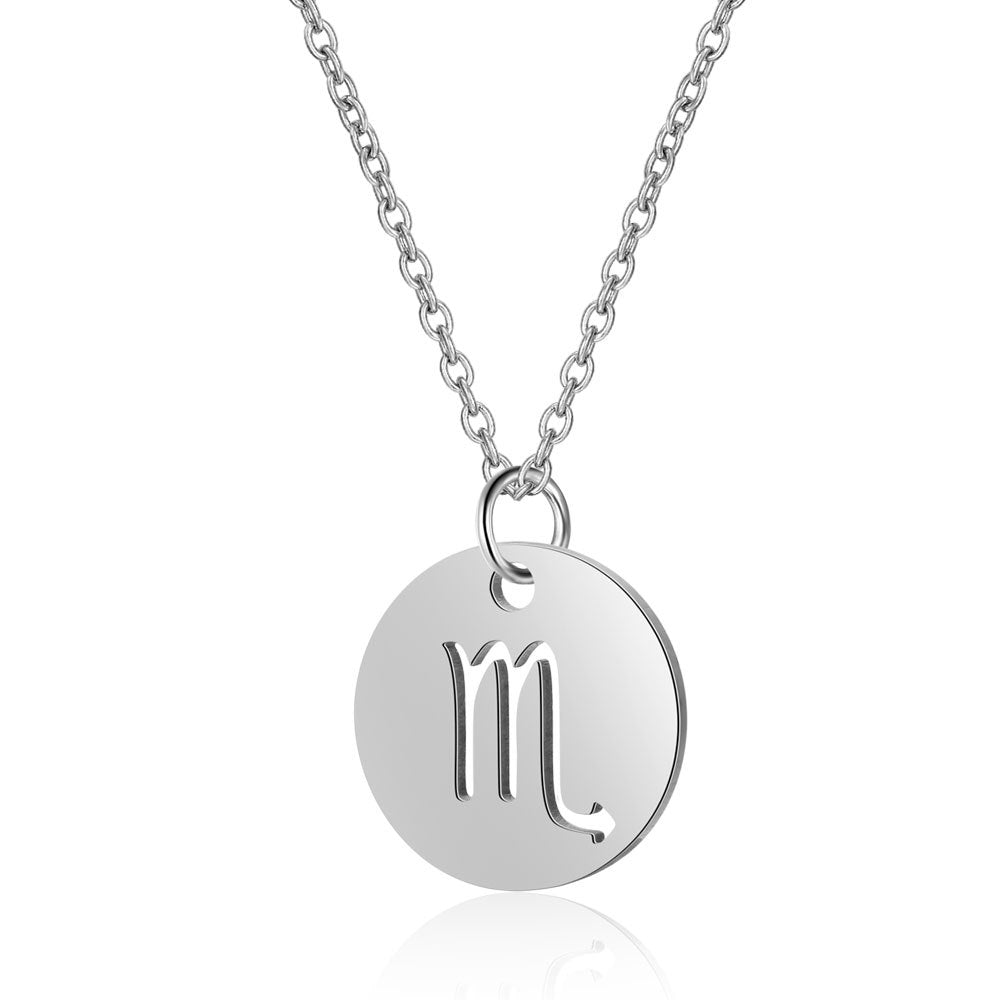 Weixing titanium steel twelve constellation necklace female European and American constellation symbol stainless steel pendant necklace jewelry wholesale