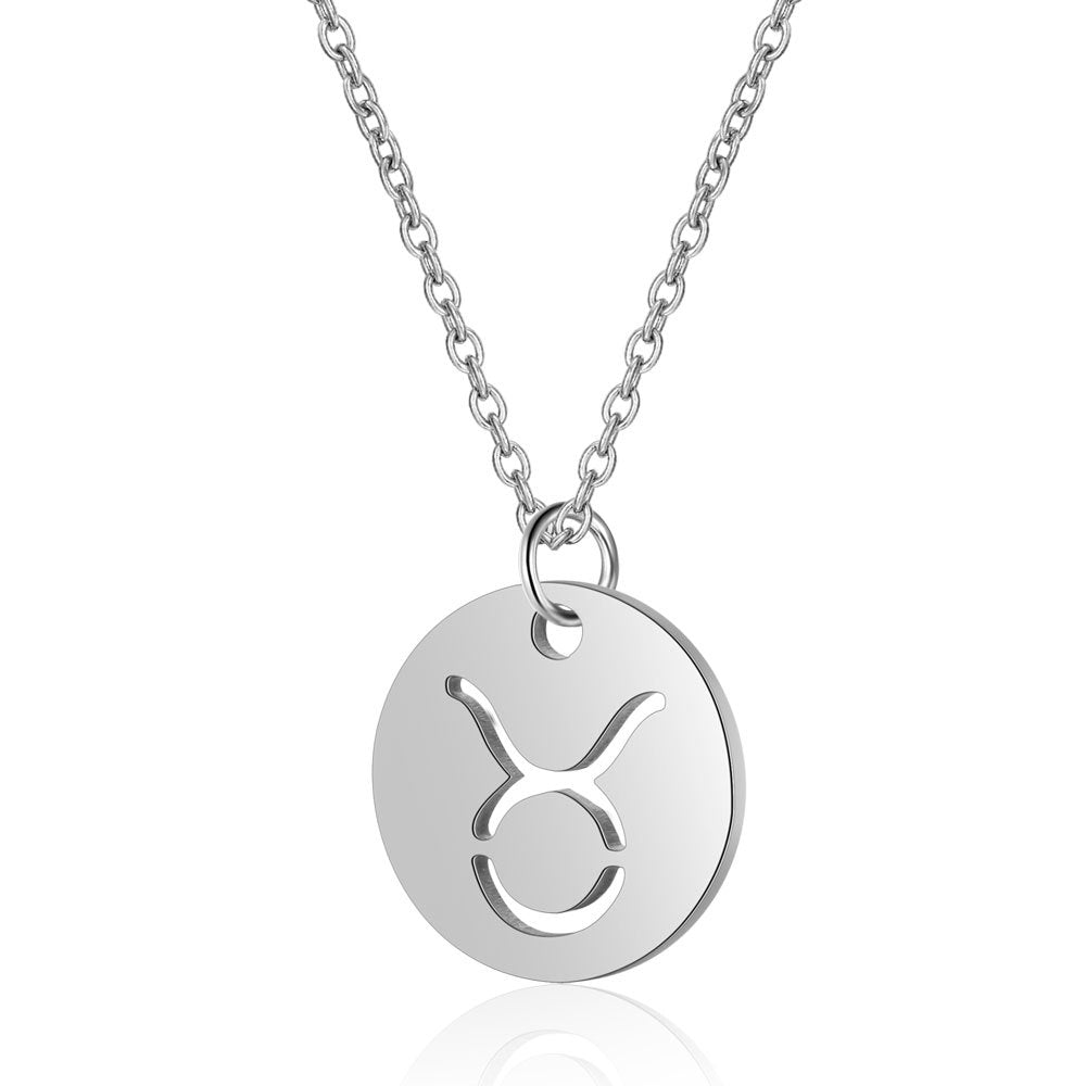 Weixing titanium steel twelve constellation necklace female European and American constellation symbol stainless steel pendant necklace jewelry wholesale
