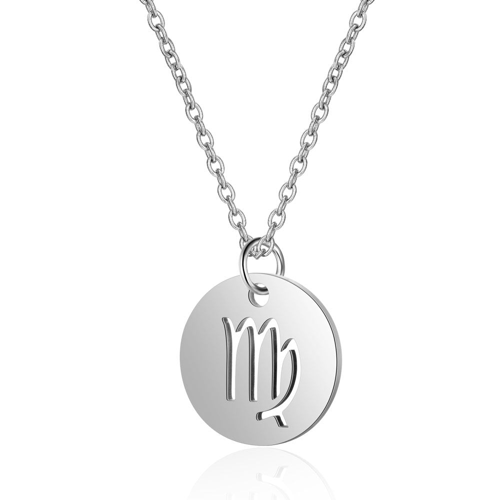 Weixing titanium steel twelve constellation necklace female European and American constellation symbol stainless steel pendant necklace jewelry wholesale
