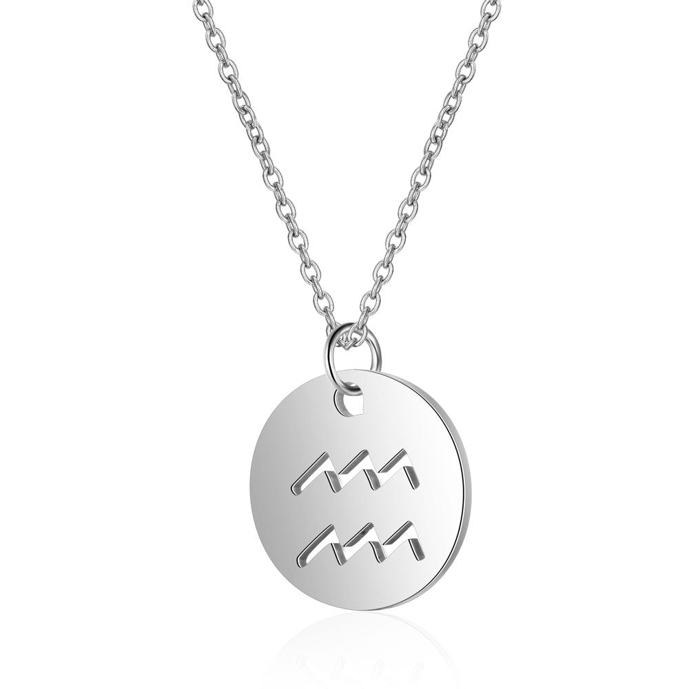 Weixing titanium steel twelve constellation necklace female European and American constellation symbol stainless steel pendant necklace jewelry wholesale