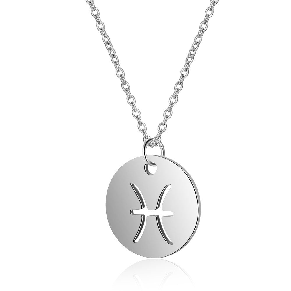 Weixing titanium steel twelve constellation necklace female European and American constellation symbol stainless steel pendant necklace jewelry wholesale