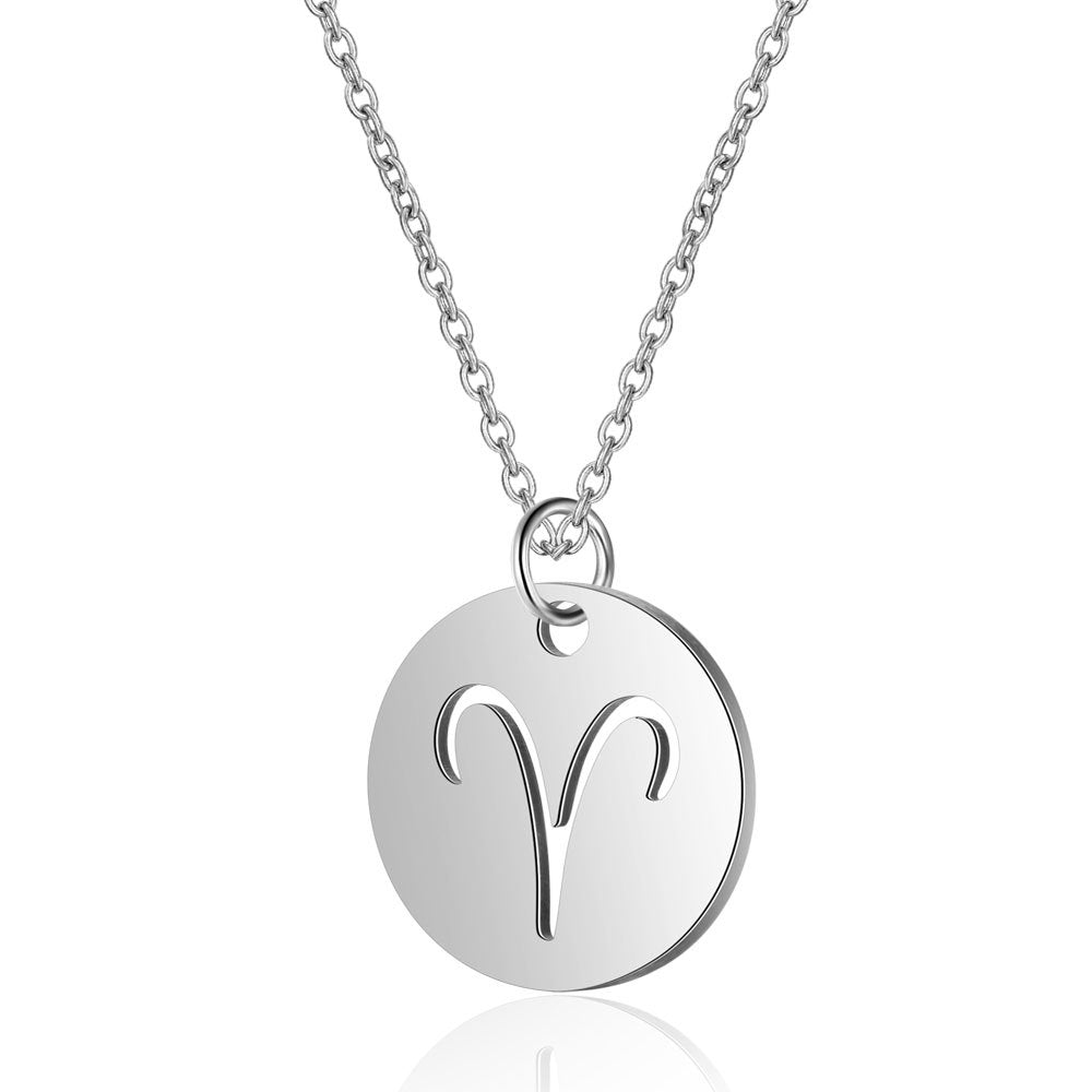 Weixing titanium steel twelve constellation necklace female European and American constellation symbol stainless steel pendant necklace jewelry wholesale