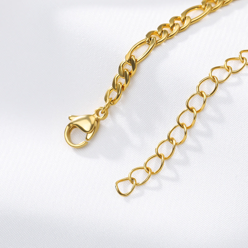 Cross-border explosion money chain 26 uppercase English letters stainless steel anklet summer fashion necklace men and women clavicle chain