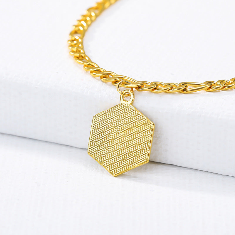 Cross-border explosion money chain 26 uppercase English letters stainless steel anklet summer fashion necklace men and women clavicle chain