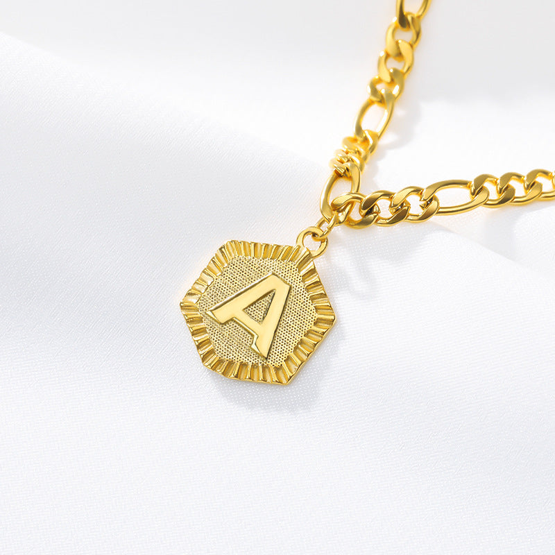 Cross-border explosion money chain 26 uppercase English letters stainless steel anklet summer fashion necklace men and women clavicle chain