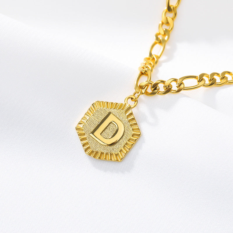 Cross-border explosion money chain 26 uppercase English letters stainless steel anklet summer fashion necklace men and women clavicle chain