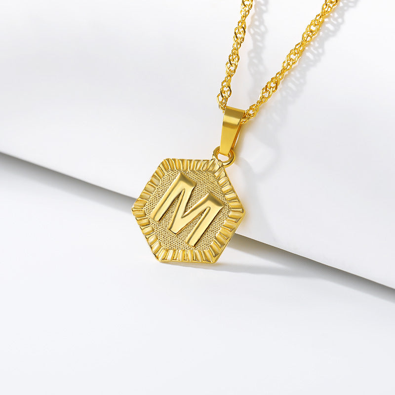 Cross-border explosion money chain 26 uppercase English letters stainless steel anklet summer fashion necklace men and women clavicle chain