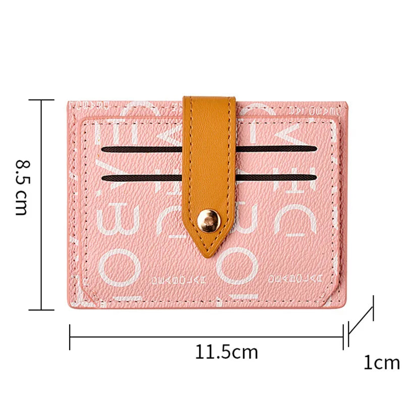 Women's Letter Printing Slim Card Holder PU Leather Mini Short Wallets Female Travel Small Money Purse Bank Card Case Package