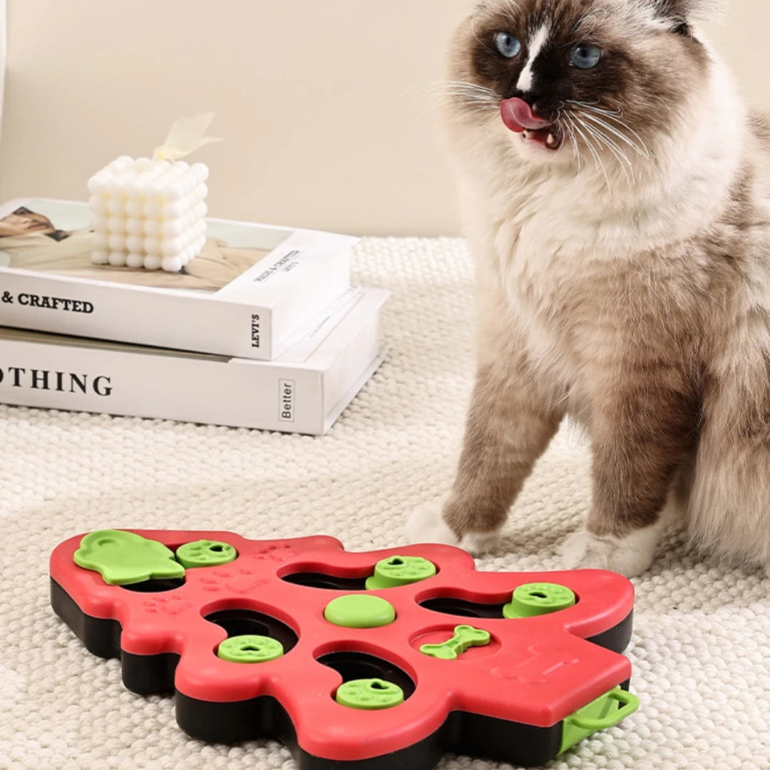 Pet Puzzle Choking Slow Food Bowl Christmas Tree Foraging Tray Fun Toys