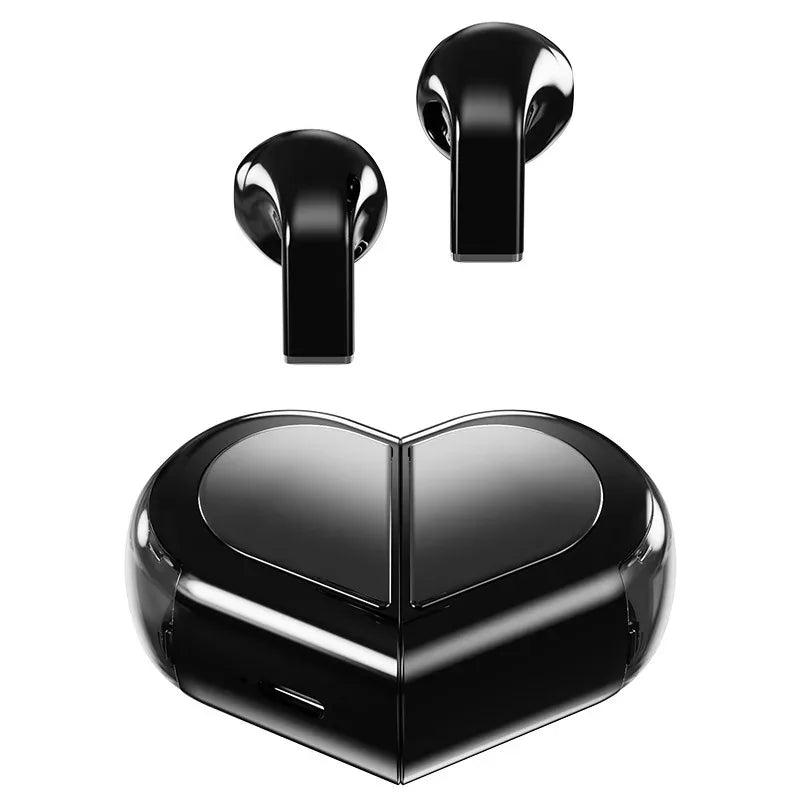 K520 Heart Shaped Bluetooth Earbuds - Stereo Sound, Wireless, HD Music Headphones for Kids, Teens, and Adults