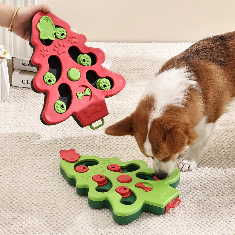 Pet Puzzle Choking Slow Food Bowl Christmas Tree Foraging Tray Fun Toys