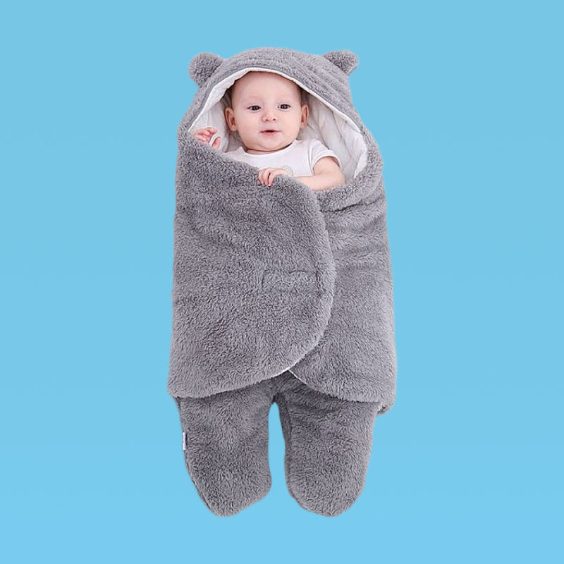 Children's autumn and winter one-piece baby sleeping bag autumn and winter thickening one-piece hooded bag leg split pajamas baby candle bag
