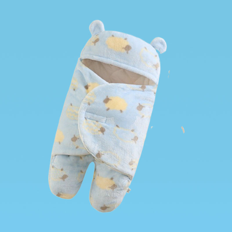Children's autumn and winter one-piece baby sleeping bag autumn and winter thickening one-piece hooded bag leg split pajamas baby candle bag