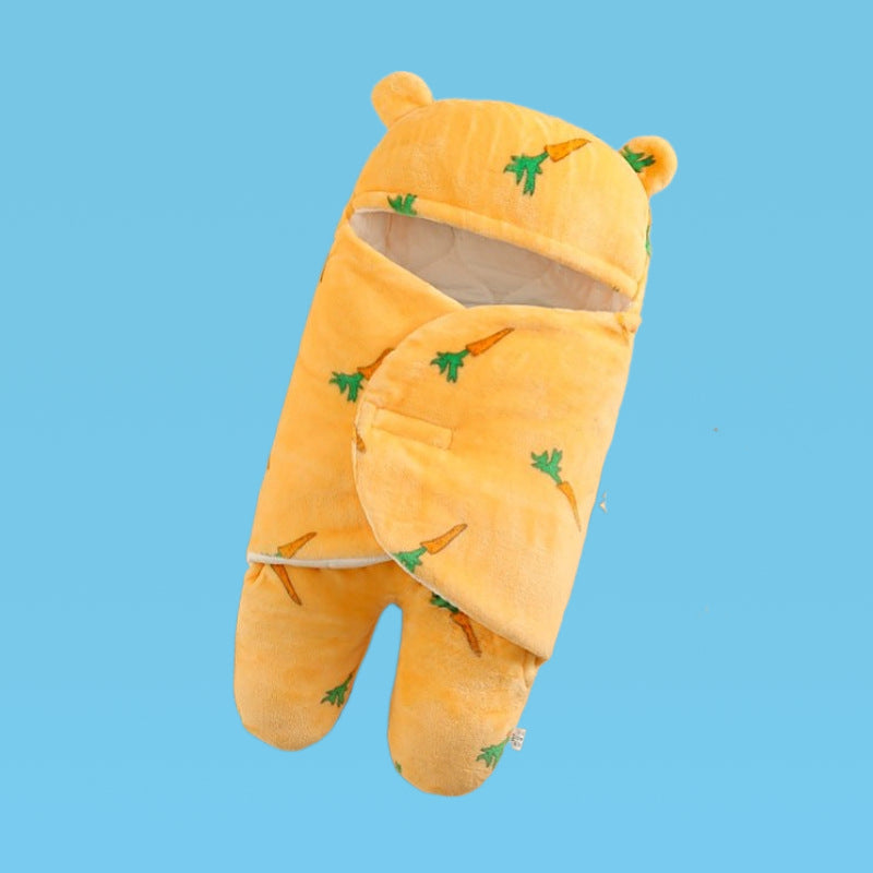 Children's autumn and winter one-piece baby sleeping bag autumn and winter thickening one-piece hooded bag leg split pajamas baby candle bag
