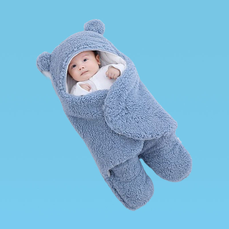 Children's autumn and winter one-piece baby sleeping bag autumn and winter thickening one-piece hooded bag leg split pajamas baby candle bag