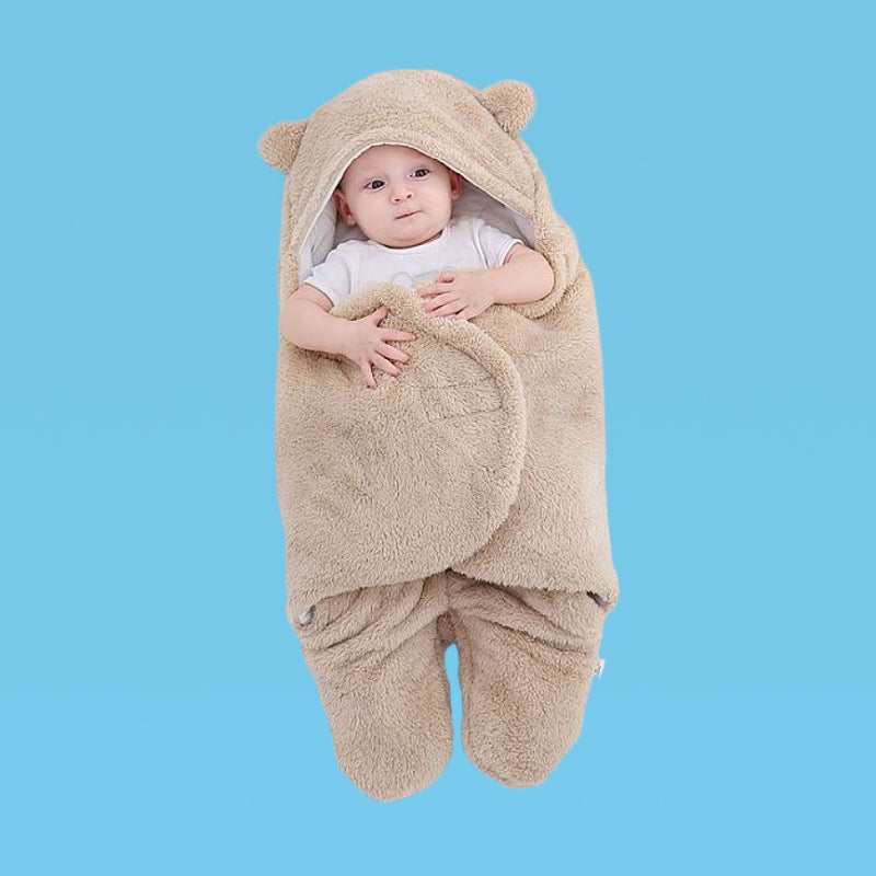 Children's autumn and winter one-piece baby sleeping bag autumn and winter thickening one-piece hooded bag leg split pajamas baby candle bag