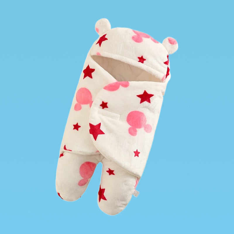 Children's autumn and winter one-piece baby sleeping bag autumn and winter thickening one-piece hooded bag leg split pajamas baby candle bag