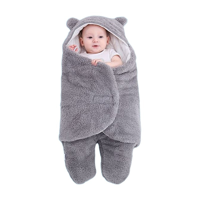 Children's autumn and winter one-piece baby sleeping bag autumn and winter thickening one-piece hooded bag leg split pajamas baby candle bag