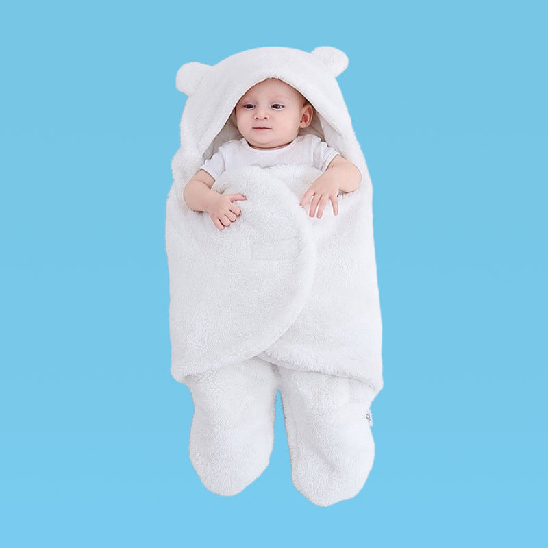 Children's autumn and winter one-piece baby sleeping bag autumn and winter thickening one-piece hooded bag leg split pajamas baby candle bag