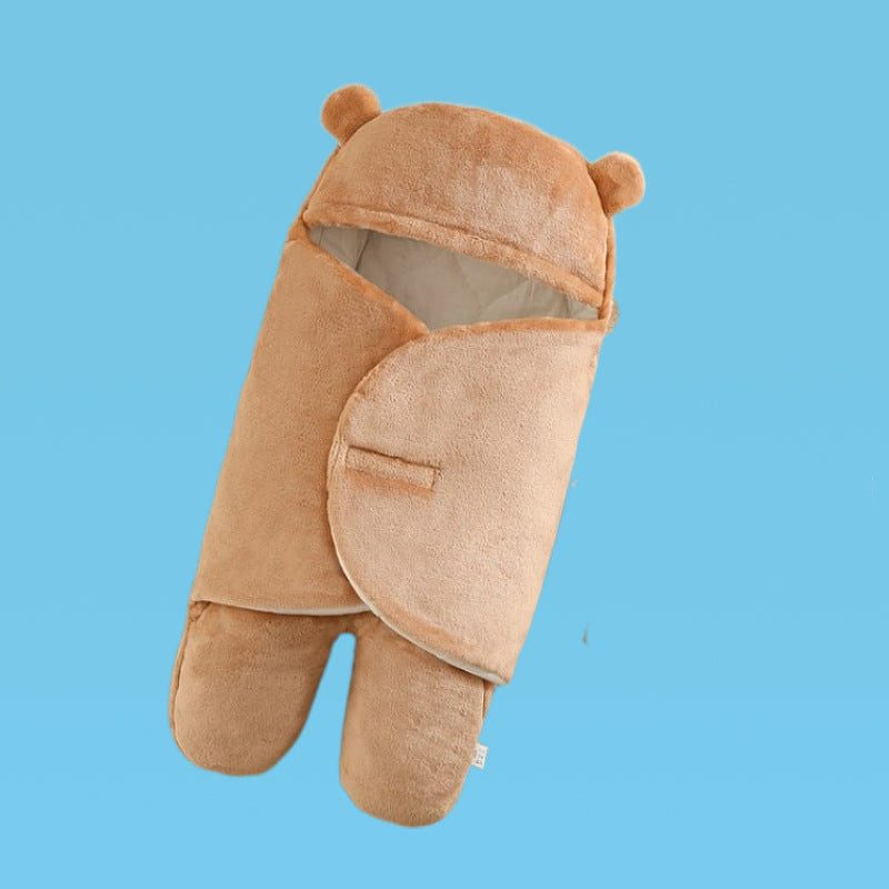 Children's autumn and winter one-piece baby sleeping bag autumn and winter thickening one-piece hooded bag leg split pajamas baby candle bag