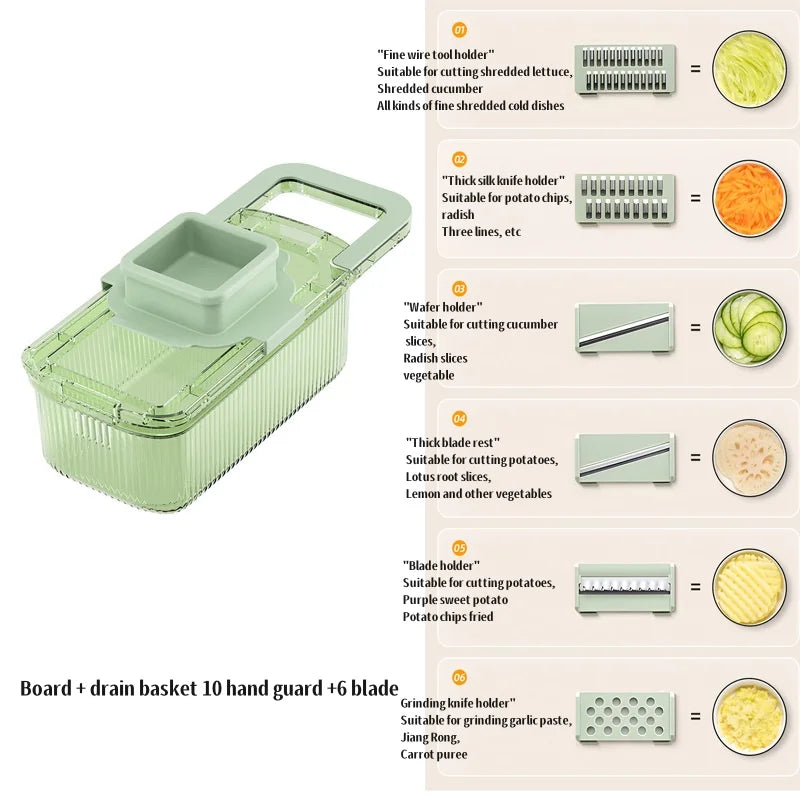 Kitchen Stainless Steel Multifunctional Safe Manual Vegetable Slicer Cutter Potato Shredders Garlic Carrot Grater Chopper