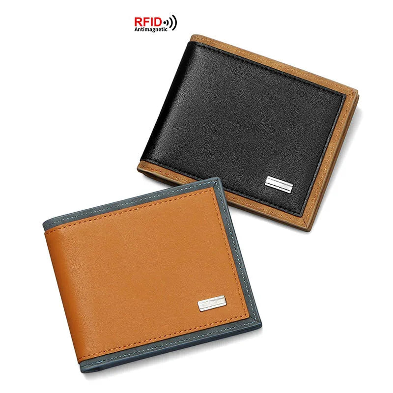RFID Protection Men Wallets Foldable Multi-card Holders Short PU Leather ID Folder Package Business Purses Convenient Male Bags