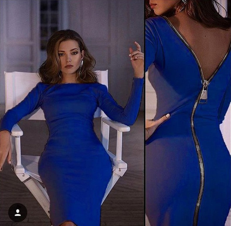 Explosion dress new women's large size skirt Europe and the United States Slim zipper dress a generation