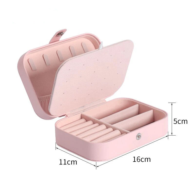 Home Travel Earrings Necklace Storage Case for Women Ring Organizer PU Leather Display Case Mini Jewelry Storage Box Portable