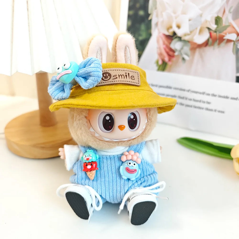 17cm Labubu I II Idol Dolls Cute Mini Plush Doll'S Clothes Korea Kpop Exo Idol Dolls DIY Accessories Pink Skirt Gifts New Style