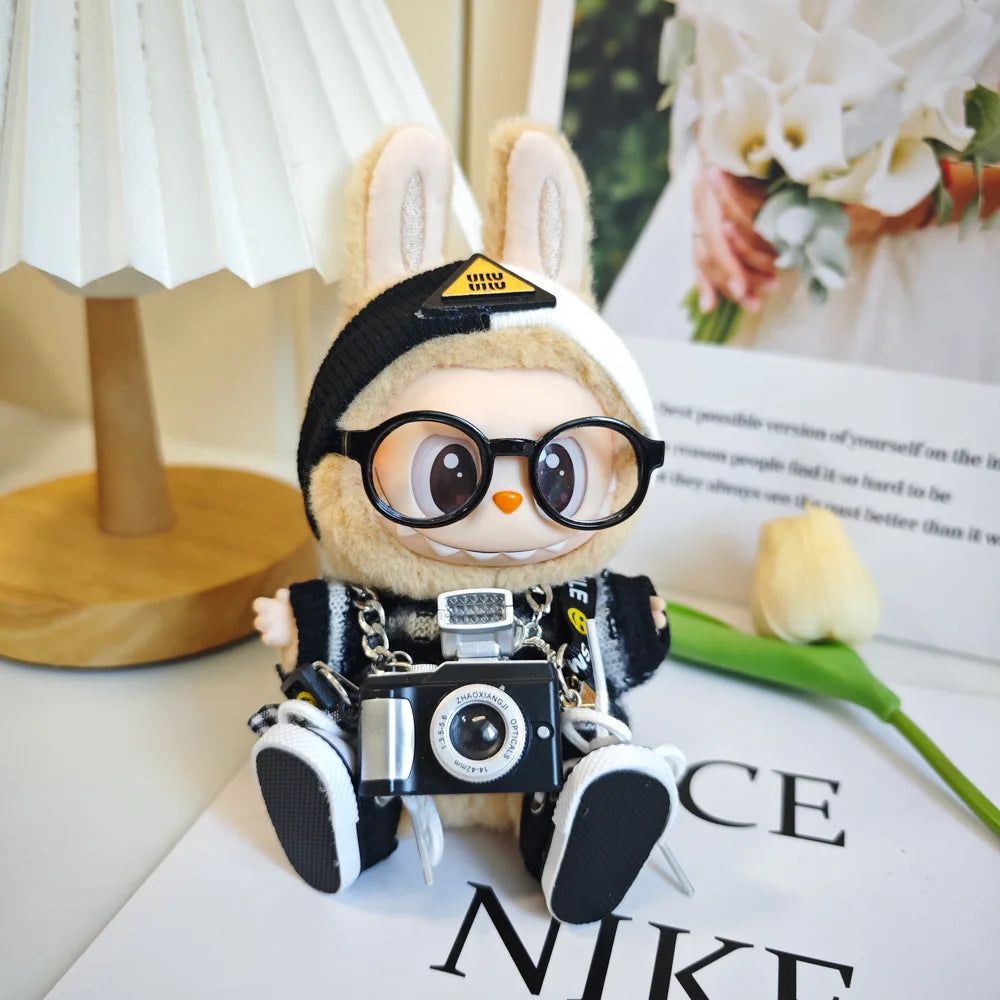 17cm Labubu I II Idol Dolls Cute Mini Plush Doll'S Clothes Korea Kpop Exo Idol Dolls DIY Accessories Pink Skirt Gifts New Style