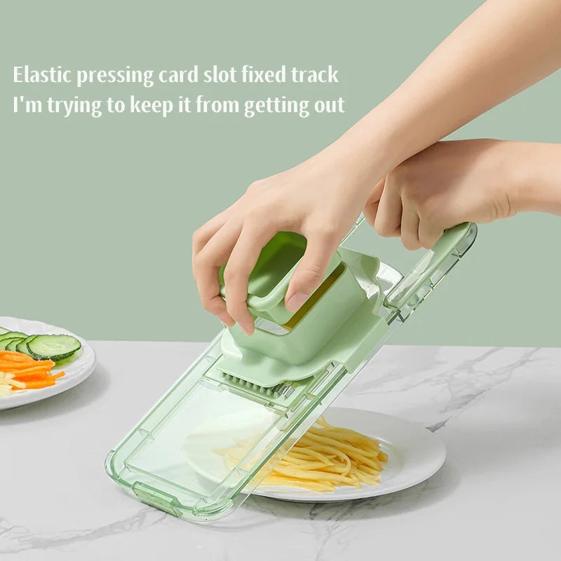 Kitchen Stainless Steel Multifunctional Safe Manual Vegetable Slicer Cutter Potato Shredders Garlic Carrot Grater Chopper
