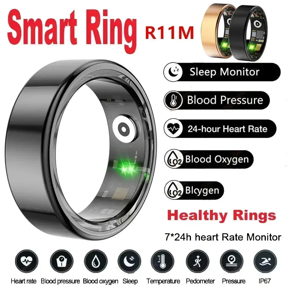 Zordai 2024 New R11M Smart Ring Heart Rate Sleep Monitoring IP68 Waterproof Multi-sport Mode Titanium Steel Shell Ring For Adult