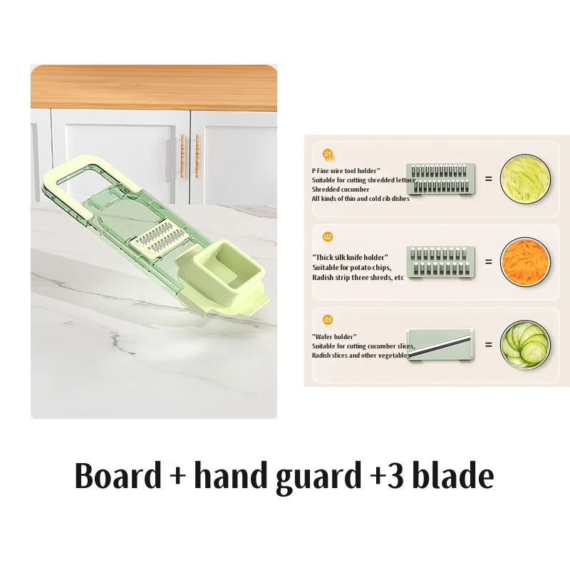 Kitchen Stainless Steel Multifunctional Safe Manual Vegetable Slicer Cutter Potato Shredders Garlic Carrot Grater Chopper