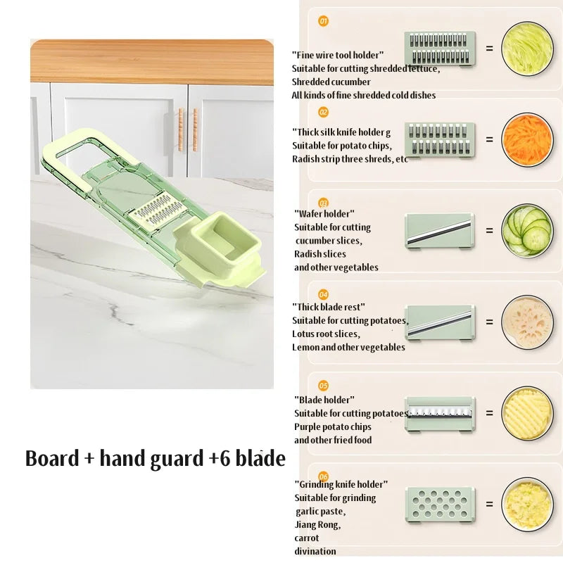 Kitchen Stainless Steel Multifunctional Safe Manual Vegetable Slicer Cutter Potato Shredders Garlic Carrot Grater Chopper