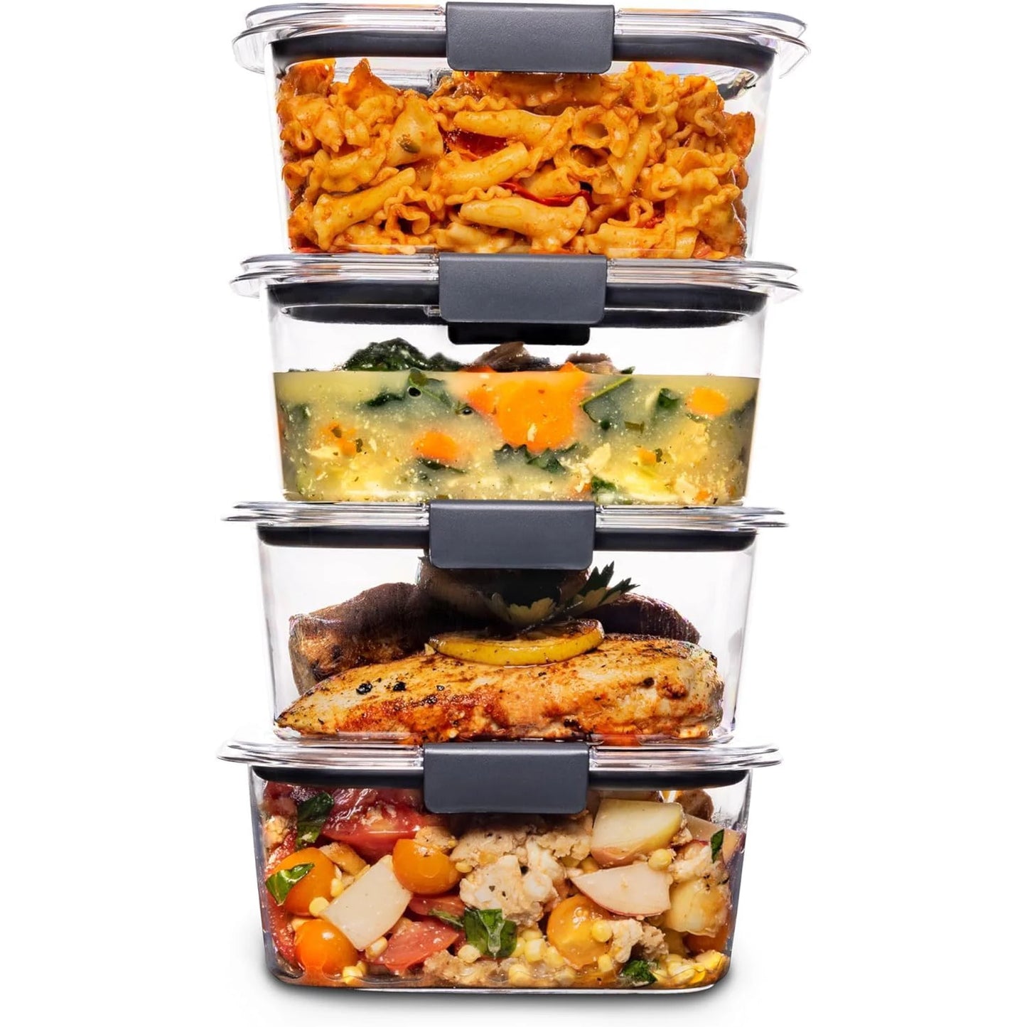 Plastic Food Storage Containers Bpa Free Airtight Lids Ideal For Lunch Meal Prep & Leftovers