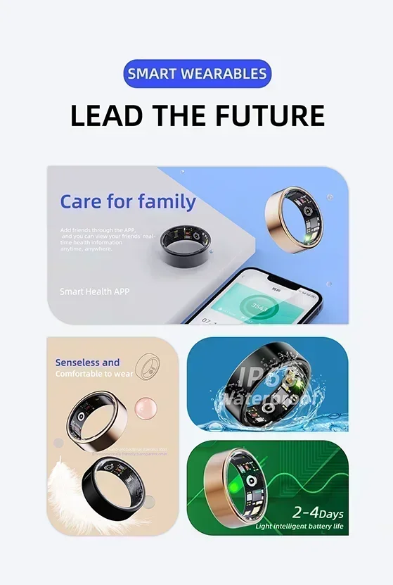 Zordai 2024 New R11M Smart Ring Heart Rate Sleep Monitoring IP68 Waterproof Multi-sport Mode Titanium Steel Shell Ring For Adult