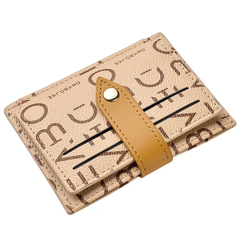 Women's Letter Printing Slim Card Holder PU Leather Mini Short Wallets Female Travel Small Money Purse Bank Card Case Package