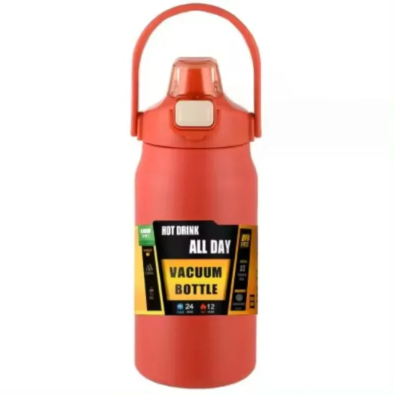 Insulated Water Bottle with StrawThermal Vacuum Cups for Hot Cold Drink Stainless Steel Thermoses Flask for Men Women Sports Gym