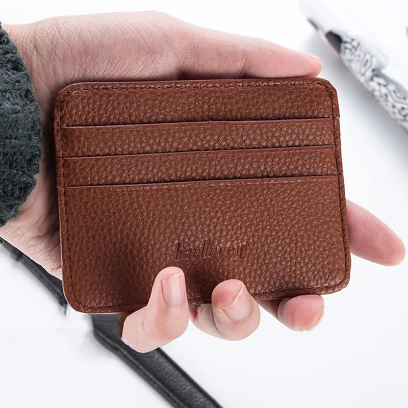 2024 Fashion Women Slim Minimalist Wallet Durable PU Leather Credit Card Case Holder Short Purse Men Card Package Organizer Clip
