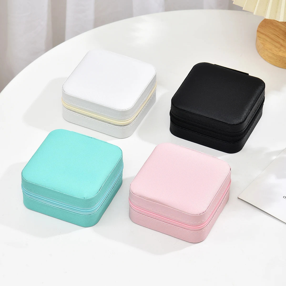 Home Travel Earrings Necklace Storage Case for Women Ring Organizer PU Leather Display Case Mini Jewelry Storage Box Portable