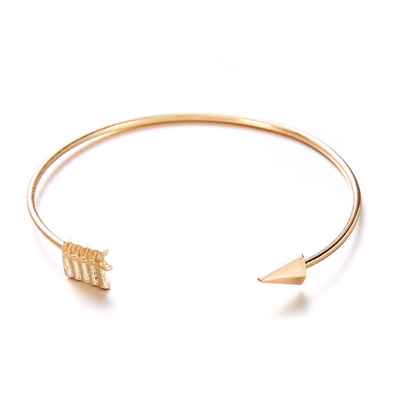 2024 Japanese and Korean fashion new women's arrow knotted open bracelet set big street shooting Europe and the United States wholesale