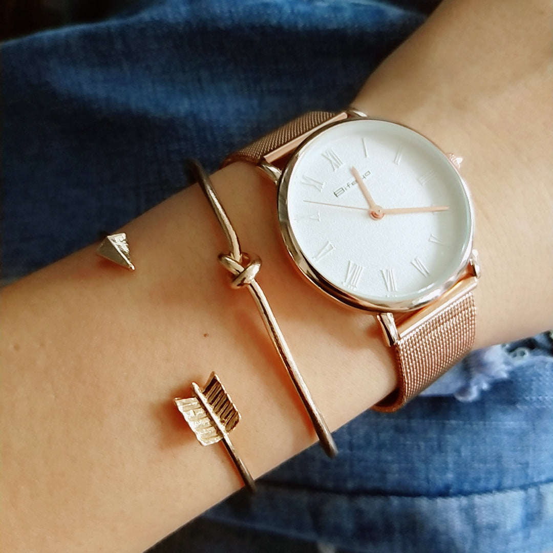 2024 Japanese and Korean fashion new women's arrow knotted open bracelet set big street shooting Europe and the United States wholesale