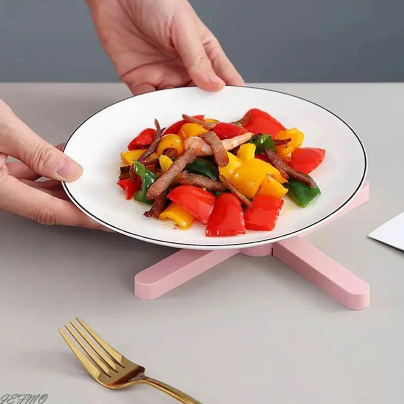 X-Shaped Foldable Tripod Mat, Heat Resistant Plastic Table Mat, Non-Slip Coaster for Hot Dishes, High Quality Kitchen Accessorie