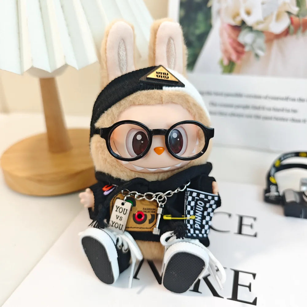 17cm Labubu I II Idol Dolls Cute Mini Plush Doll'S Clothes Korea Kpop Exo Idol Dolls DIY Accessories Pink Skirt Gifts New Style