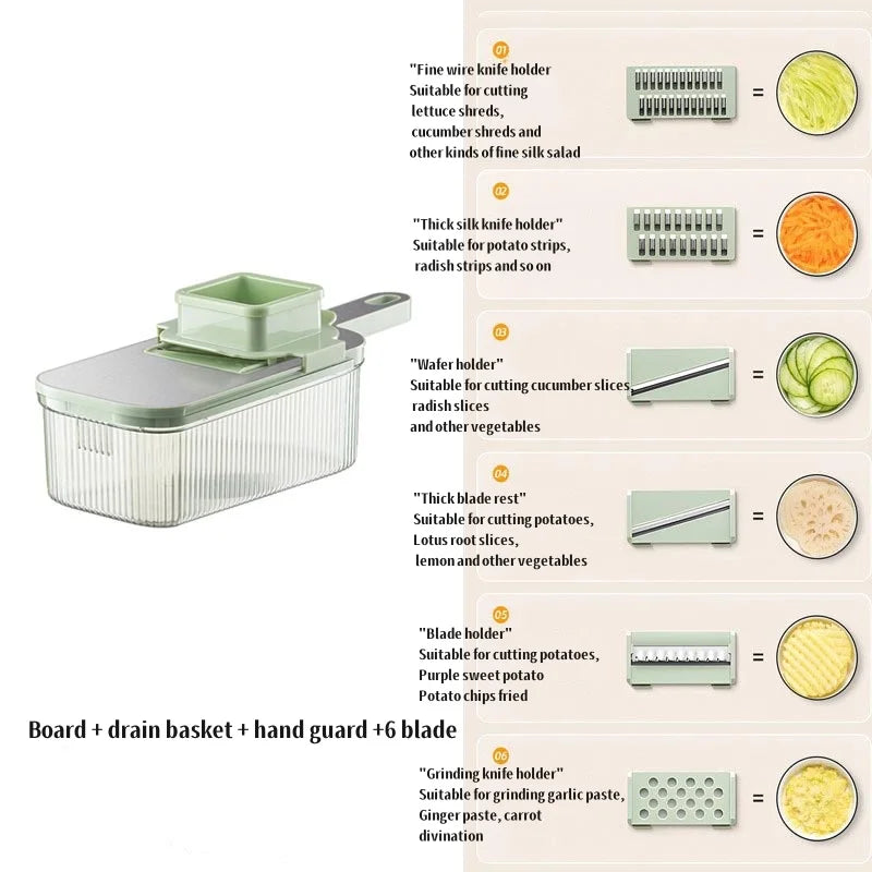 Kitchen Stainless Steel Multifunctional Safe Manual Vegetable Slicer Cutter Potato Shredders Garlic Carrot Grater Chopper